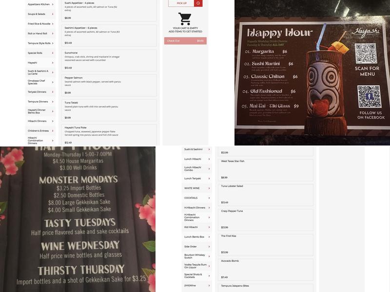 Hayashi Japanese Steakhouse Menu