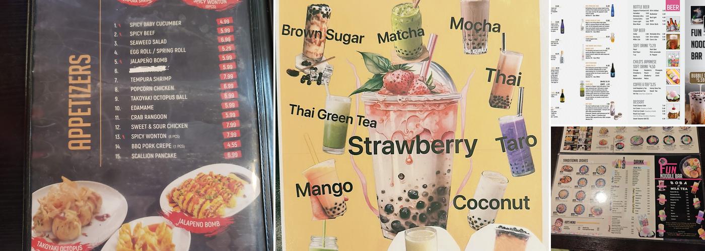 fun noodle bar Menu