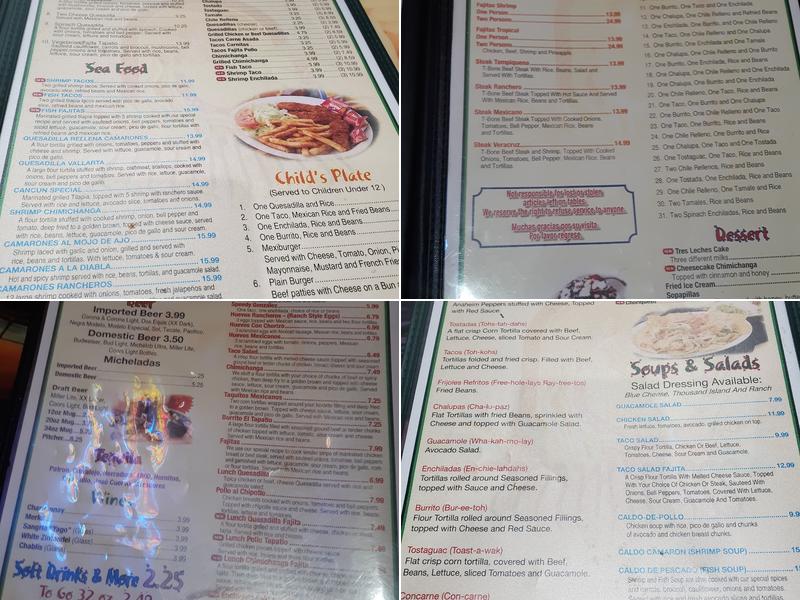 El Tapatío Menu