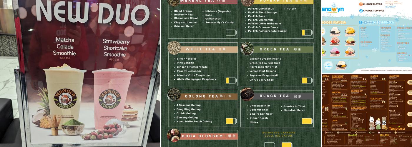 Teapioca Lounge Menu