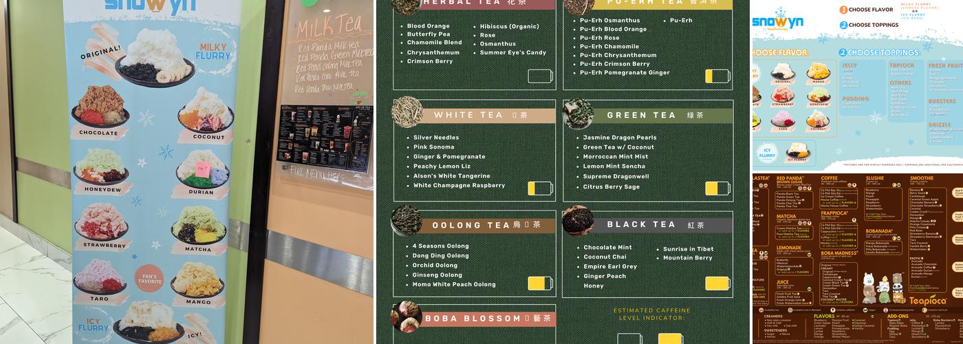 Teapioca Lounge Menu