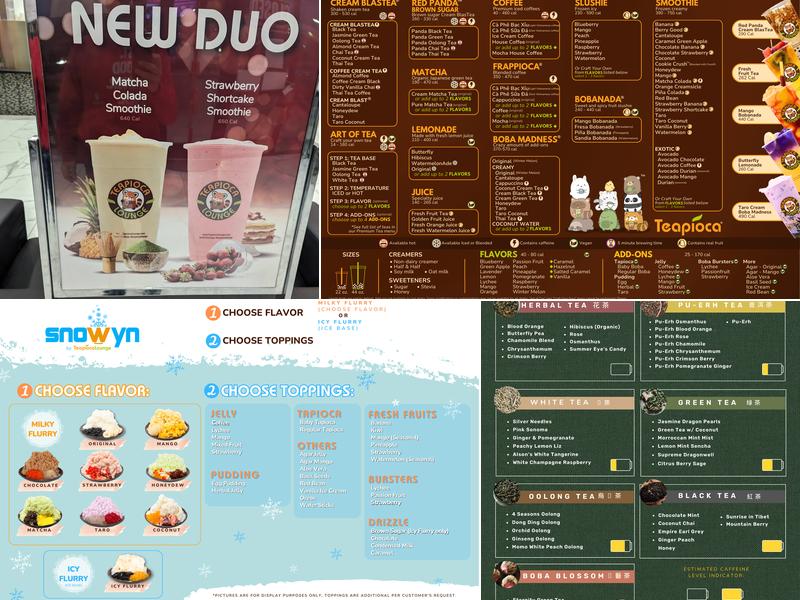 Teapioca Lounge Menu