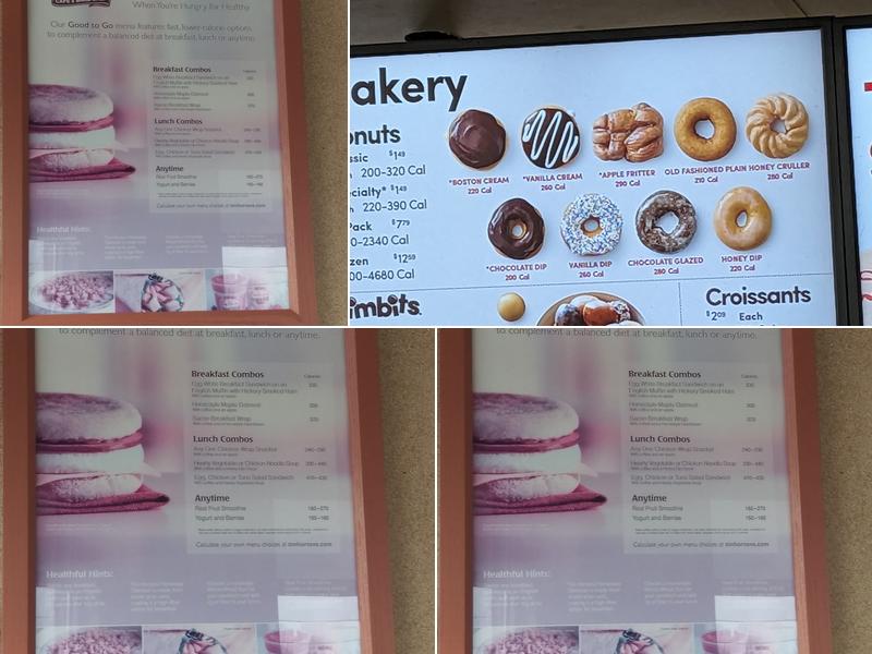 Tim Hortons Menu