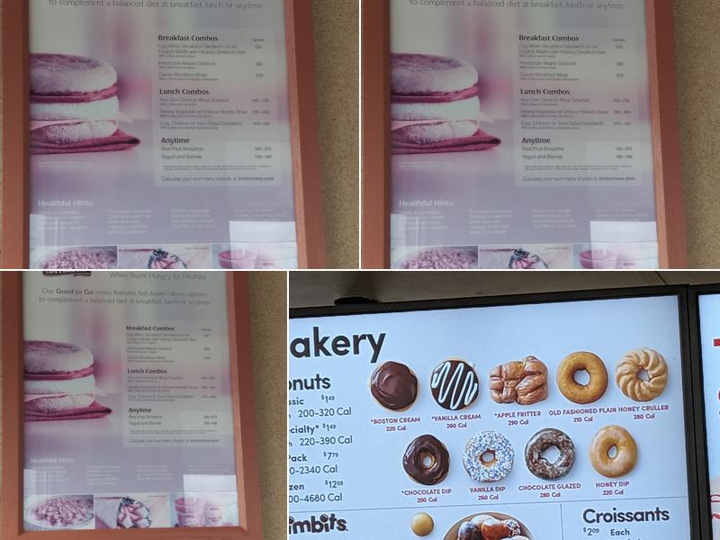 Tim Hortons Menu