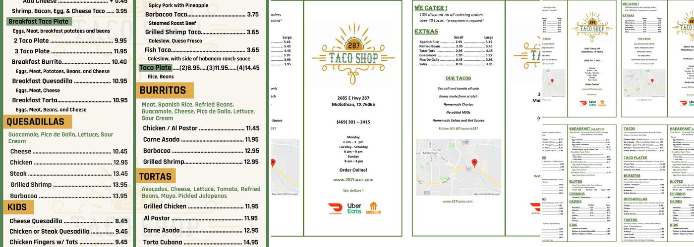 Taqueria 287 Menu