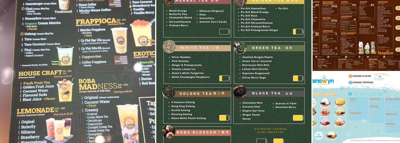 Teapioca Lounge Menu