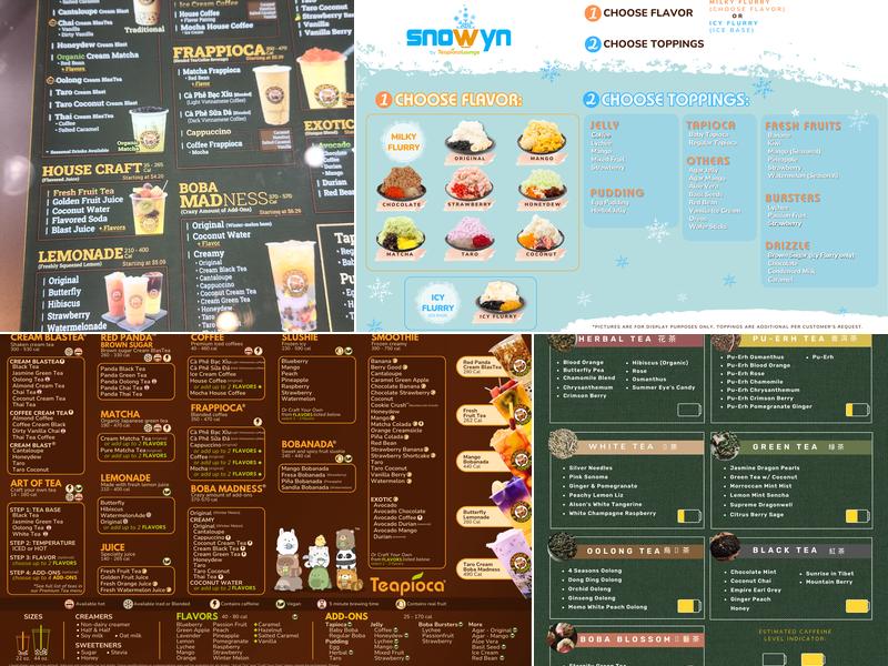 Teapioca Lounge Menu