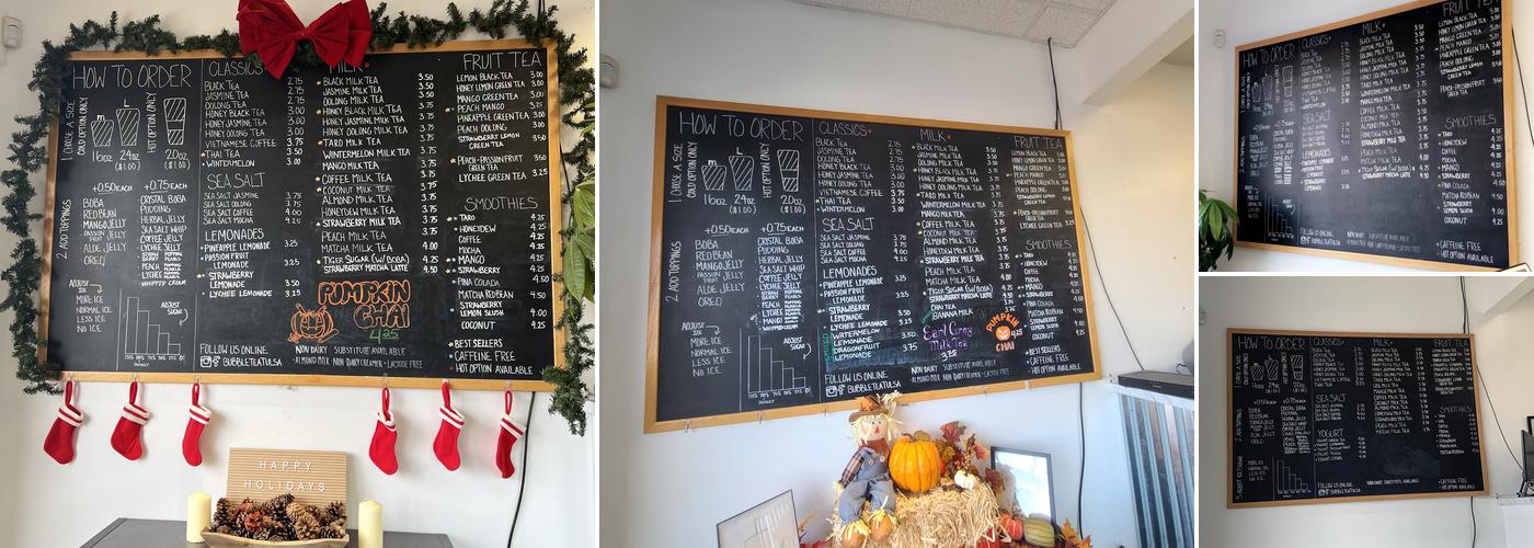 Cha Bubble Tea Menu