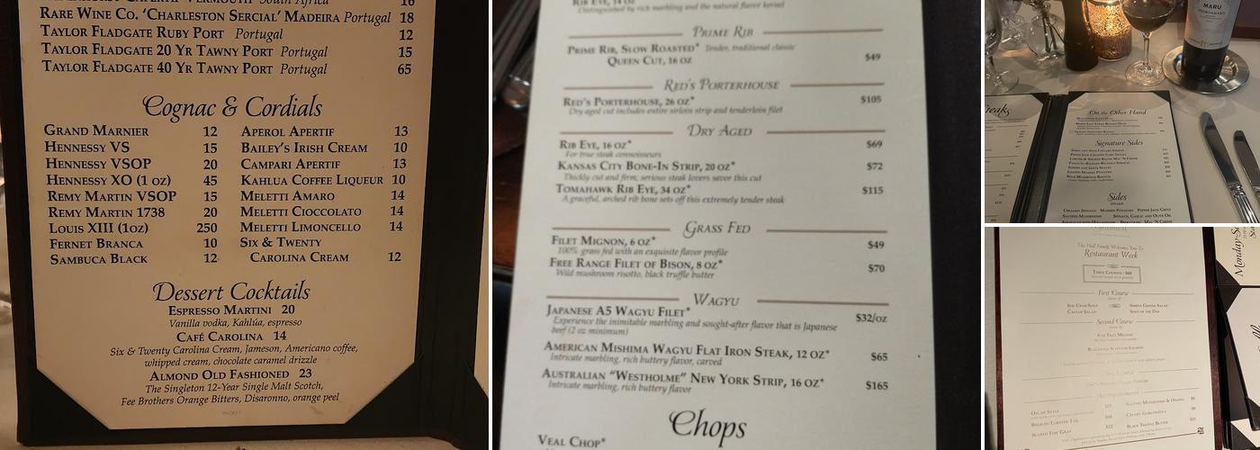 Halls Chophouse Columbia Menu