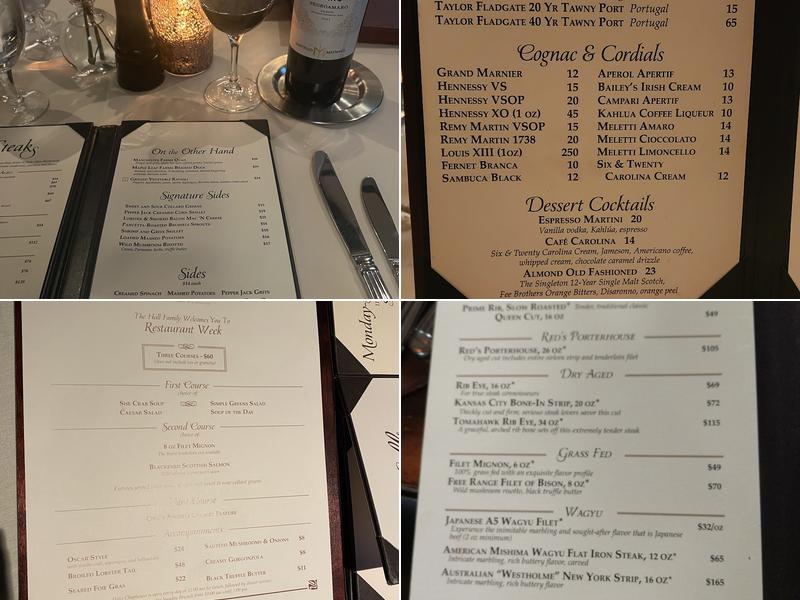 Halls Chophouse Columbia Menu