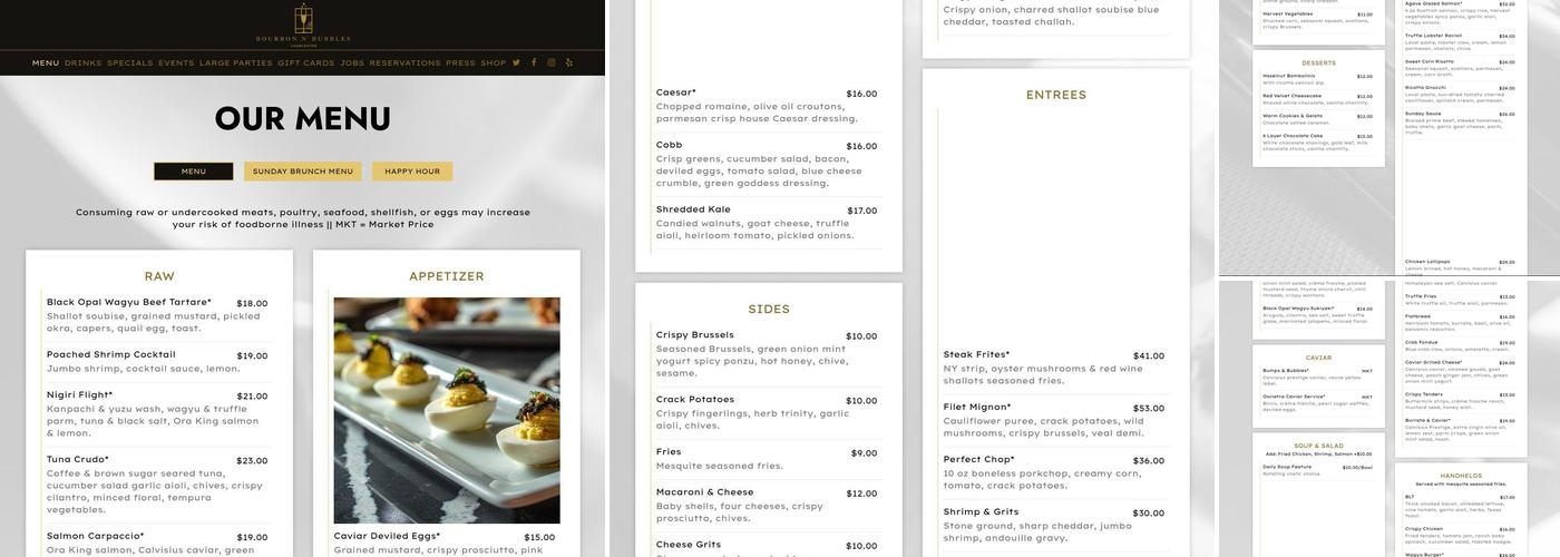 Bourbon N' Bubbles Menu