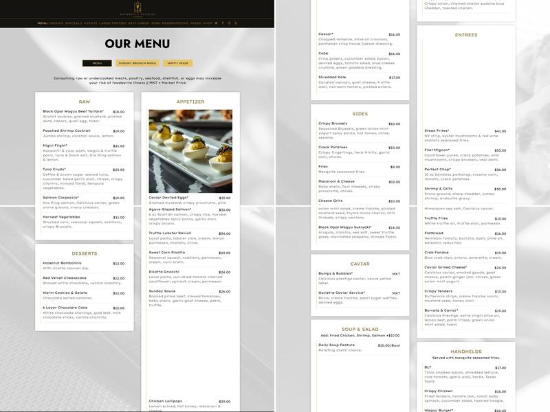 Bourbon N' Bubbles Menu