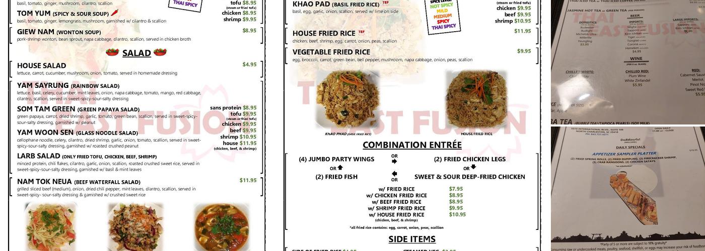 THAI EAST FUSION Menu
