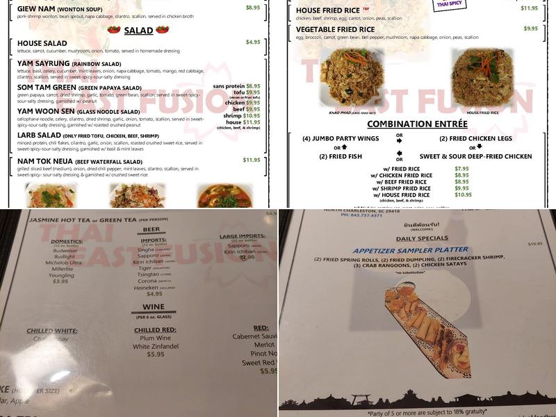 THAI EAST FUSION Menu