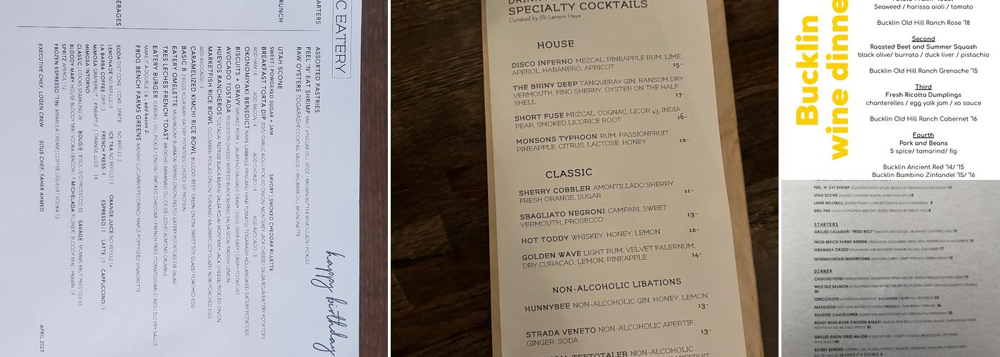 SLC Eatery Menu
