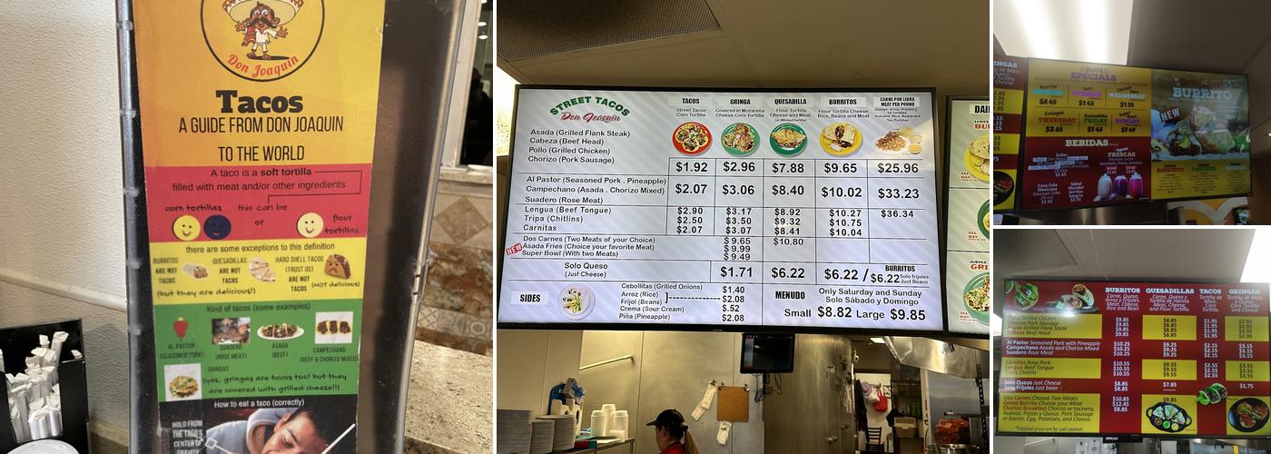 Don Joaquín Street Tacos Menu