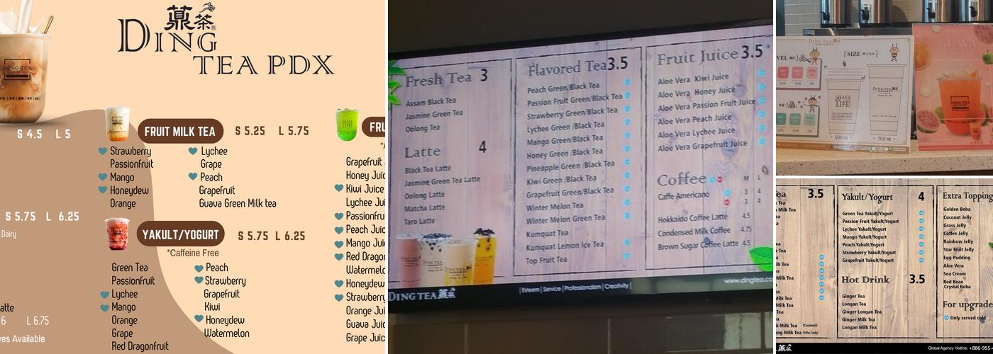 Ding Tea PDX Menu