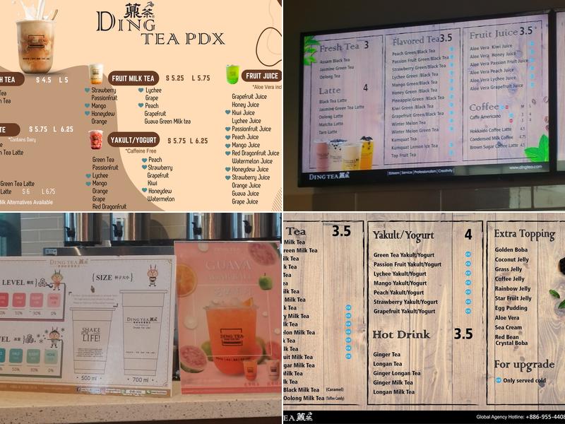 Ding Tea PDX Menu
