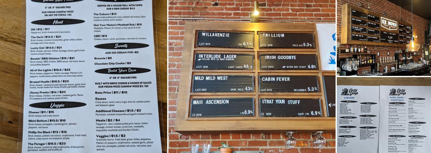 Lazy Days Brewing Company Menu