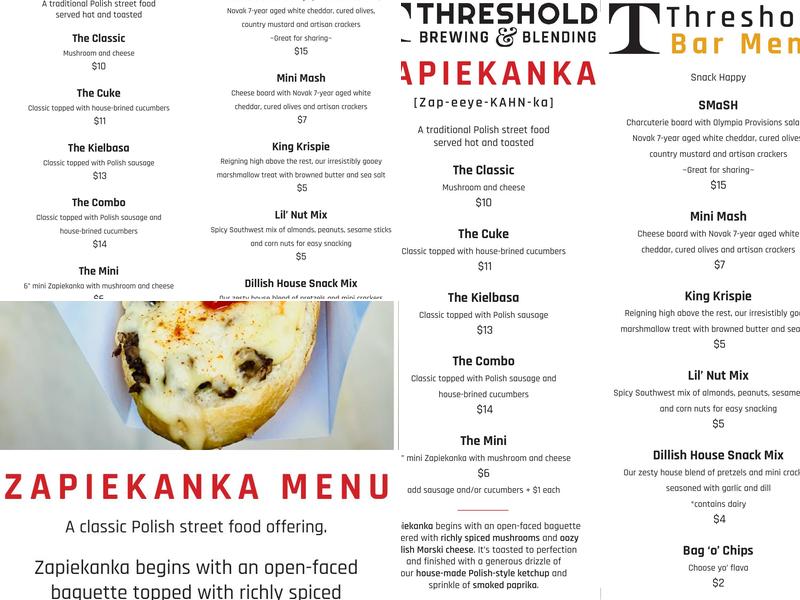 Threshold Brewing & Blending Menu