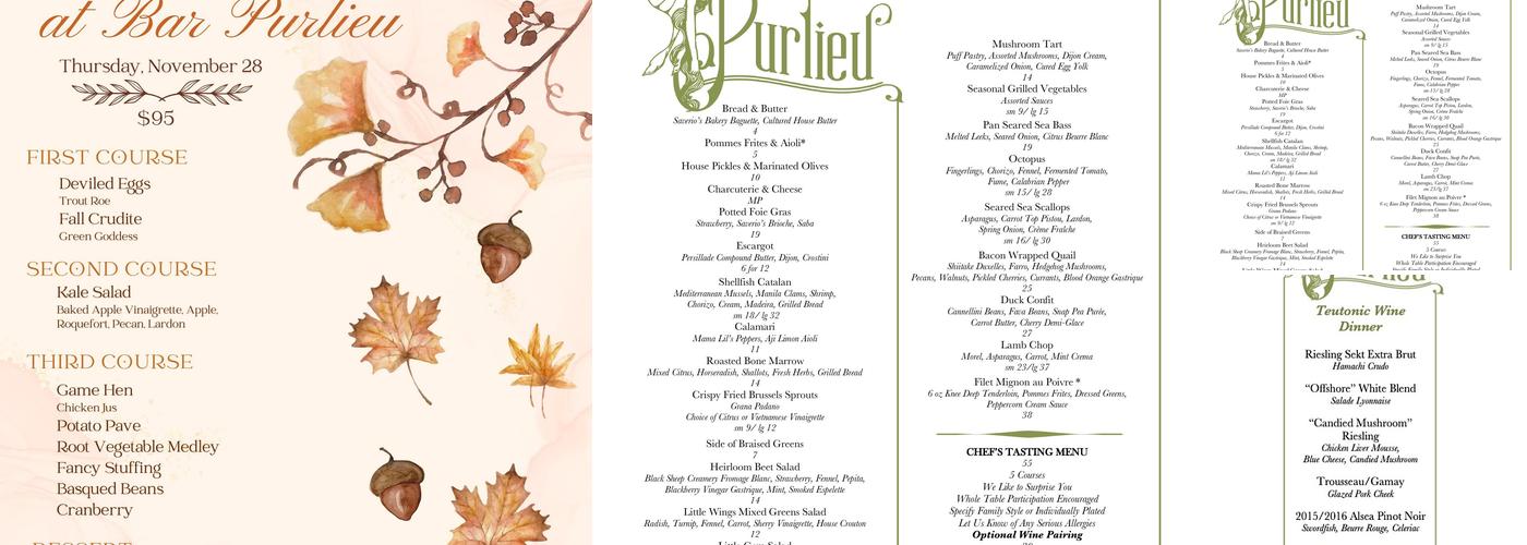 bar purlieu Menu