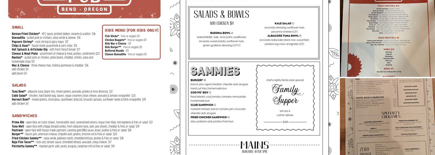 Mill Works Pub Menu