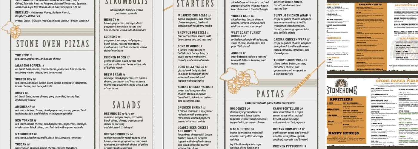 Stonehome Brewing Company Menu