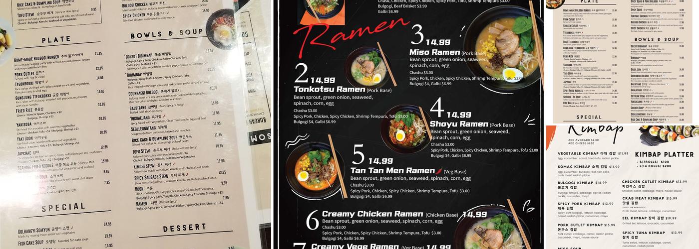 Somac Korean Fusion Bar & Grill Menu