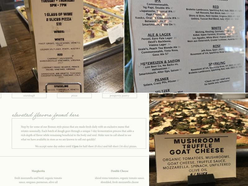 Prosperity Kitchen and Pantry Menu