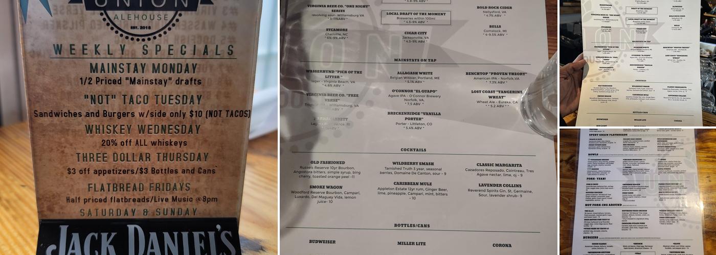 Union Alehouse Menu