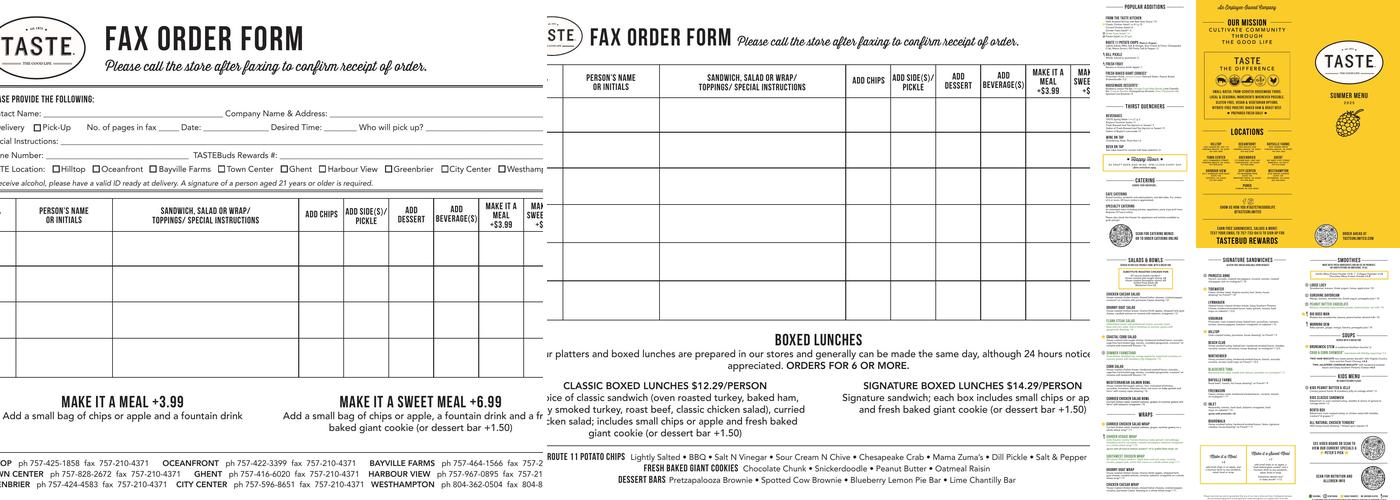 TASTE Menu