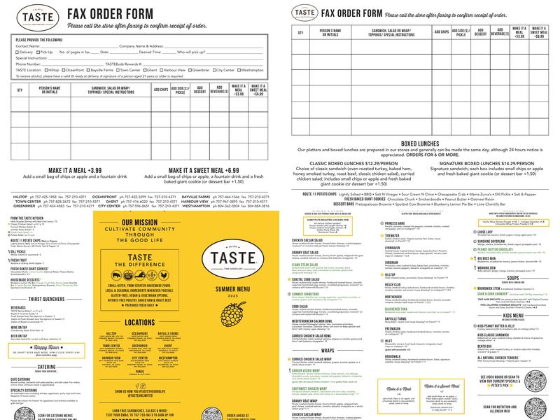 TASTE Menu