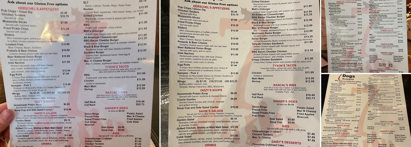7 Dogs Brew Pub Menu