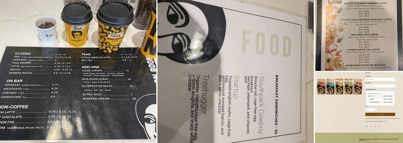 Boon Boona Coffee Menu