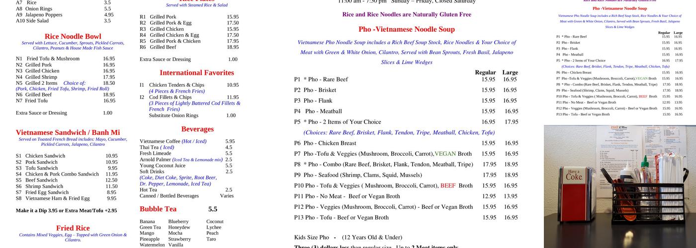 PHO' & More Menu