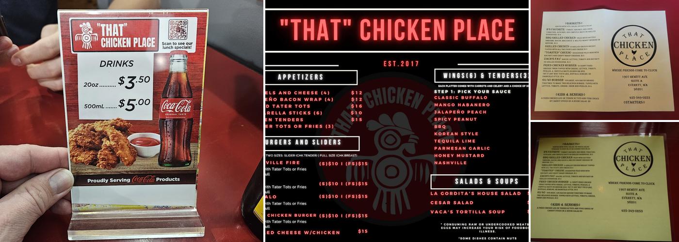 That Chicken Place Menu