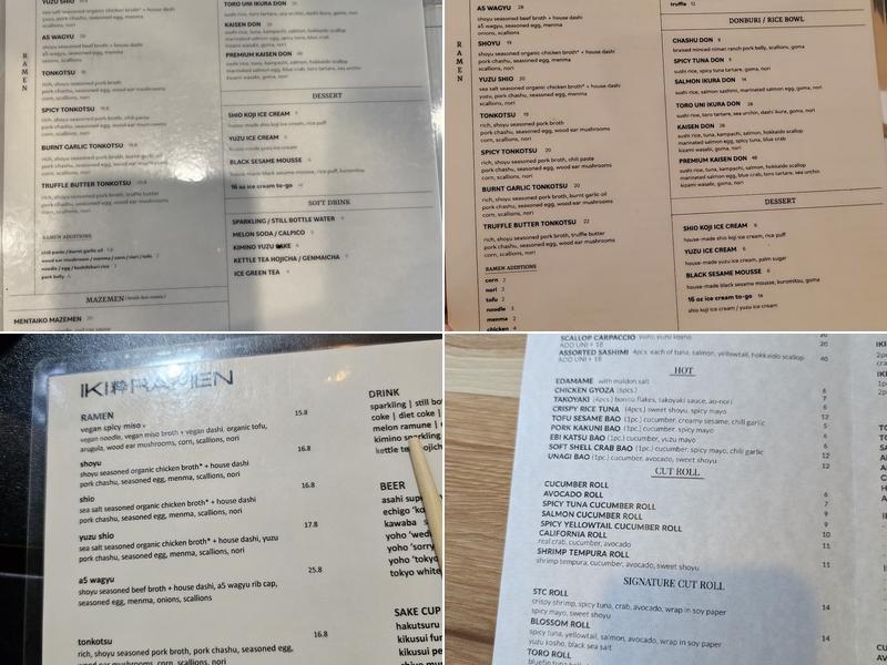 IKI RAMEN Menu