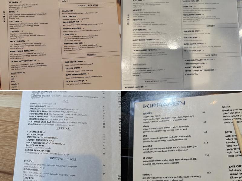 IKI RAMEN Menu