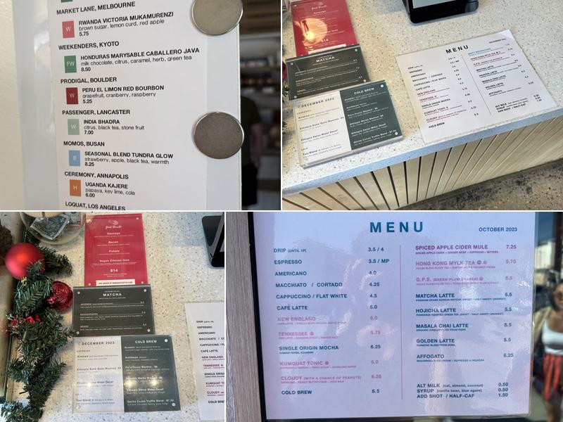 Kumquat Coffee HLP Menu