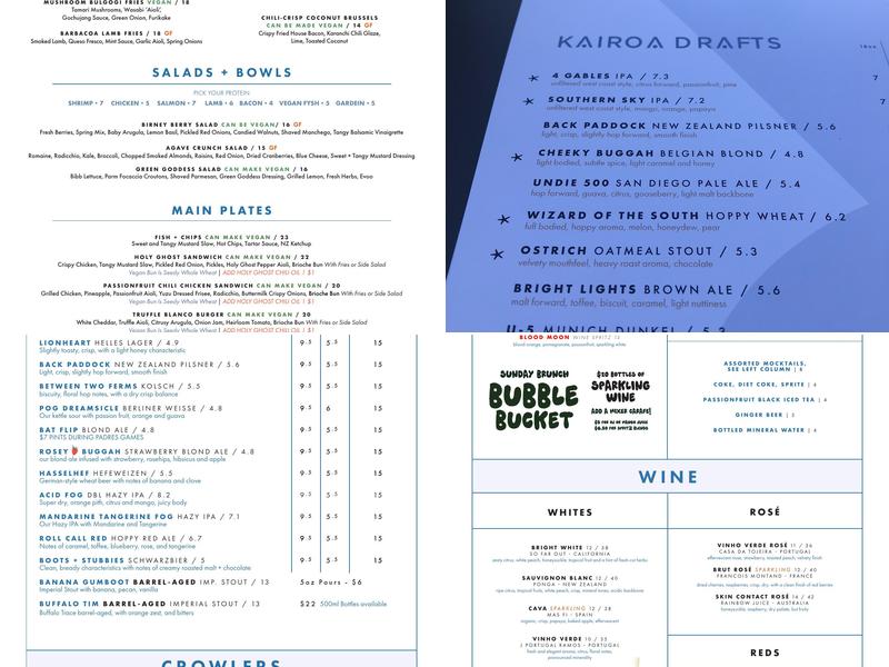 Kairoa Brewing Company Menu