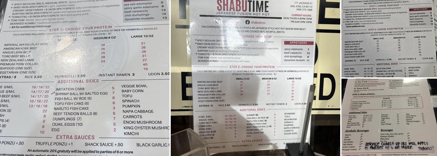 Shabu Time Menu