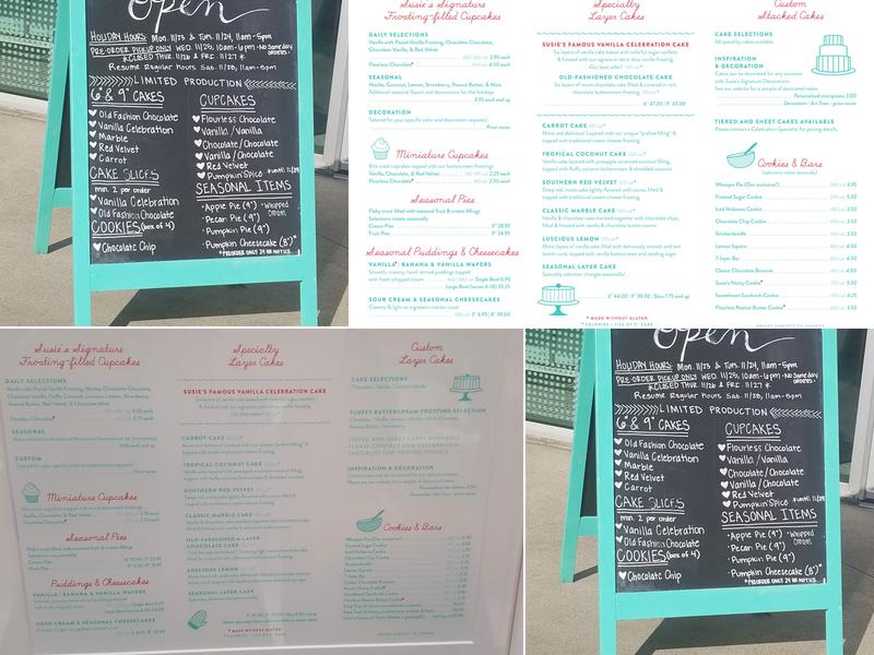SusieCakes Menu