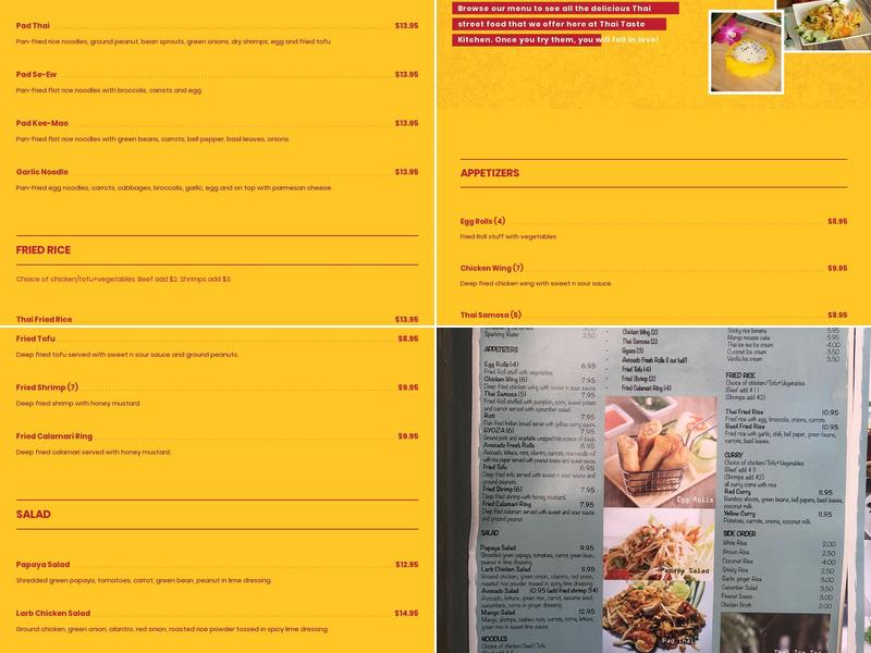 Thai Taste Kitchen Menu