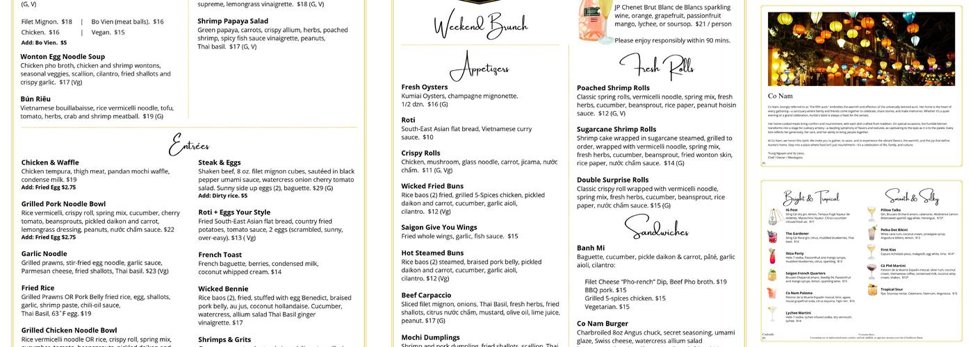 Co Nam Menu