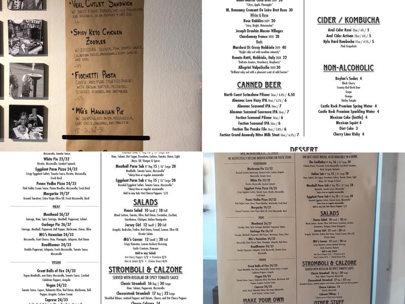 Marley G's Pizzeria Menu