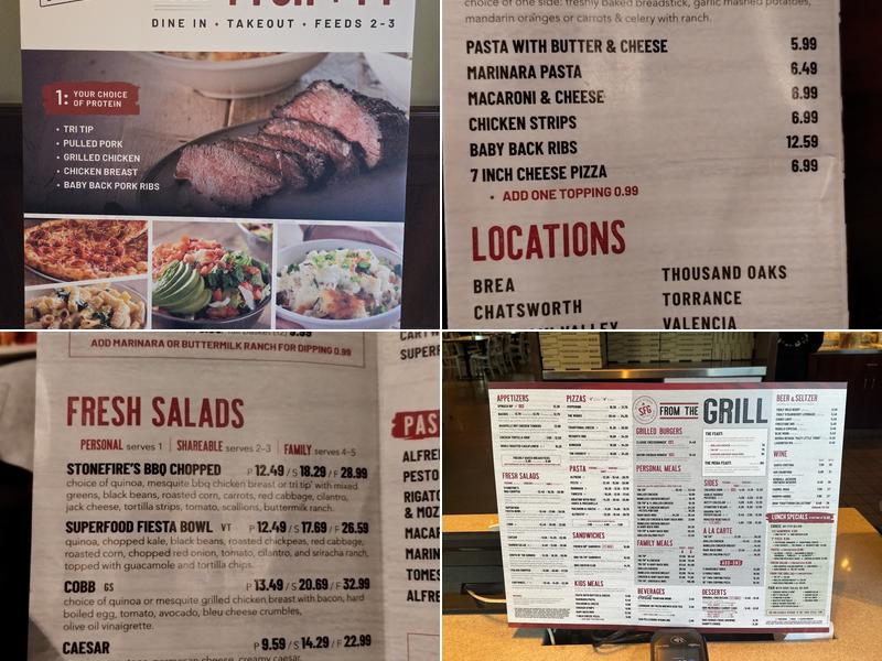 STONEFIRE Grill Menu