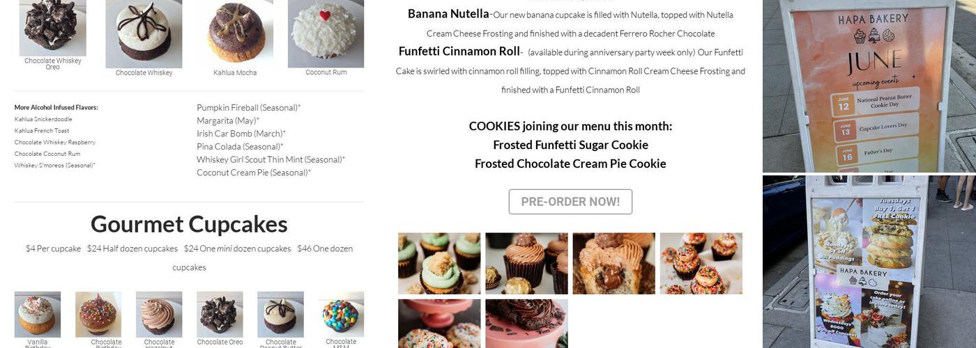 Hapa Cupcakes & Cakes Menu