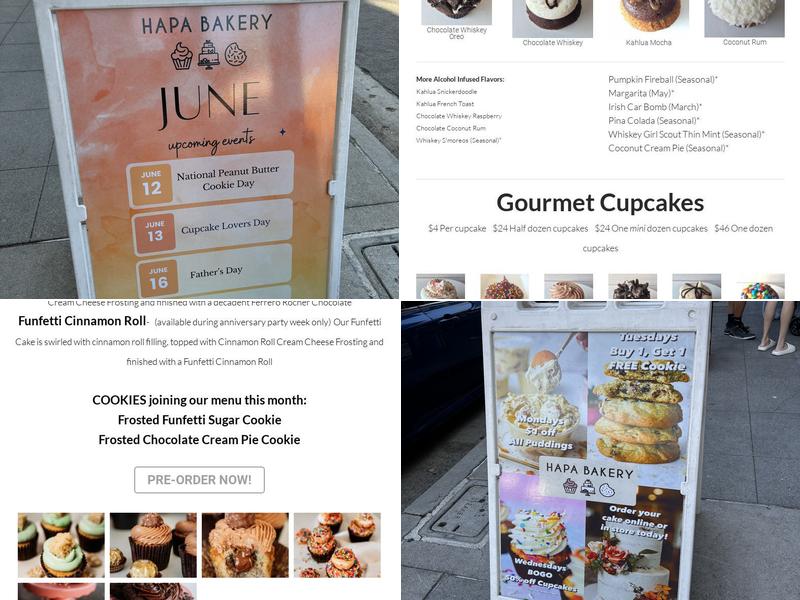 Hapa Cupcakes & Cakes Menu