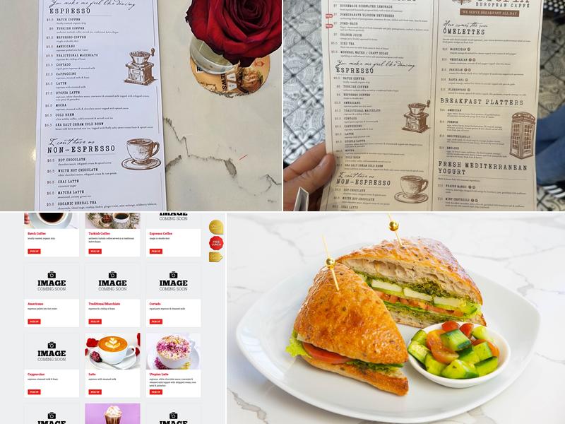 Utopia European Caffe Menu