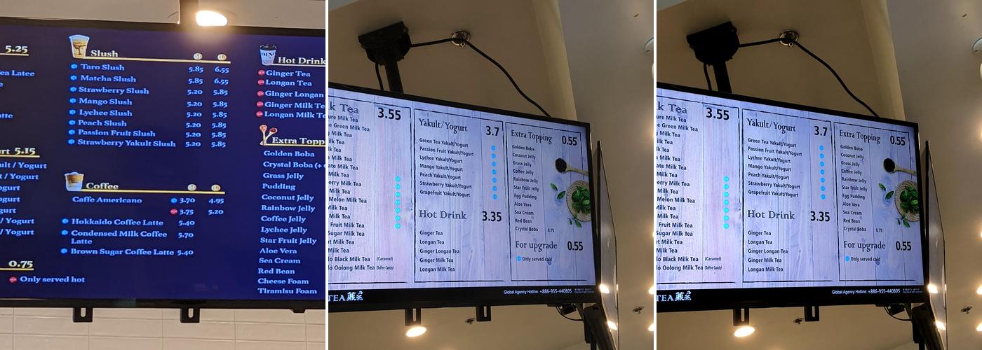 Ding Tea Menu